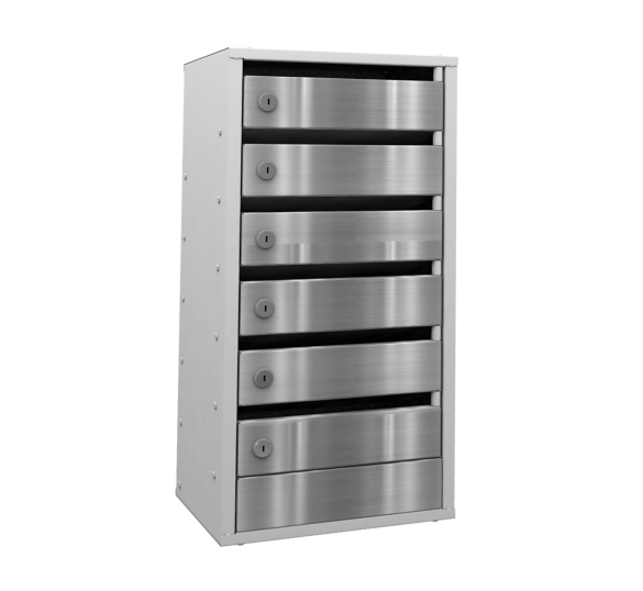 6-и секционный почтовый ящик «Омега» с дверцами из нержавеющей стали